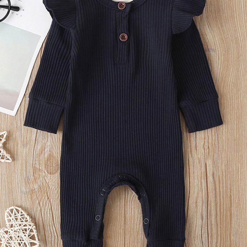 Baby Jenter Cotton Ruffle Jumpsuits Med Lange Ermer