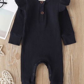 Baby Jenter Cotton Ruffle Jumpsuits Med Lange Ermer