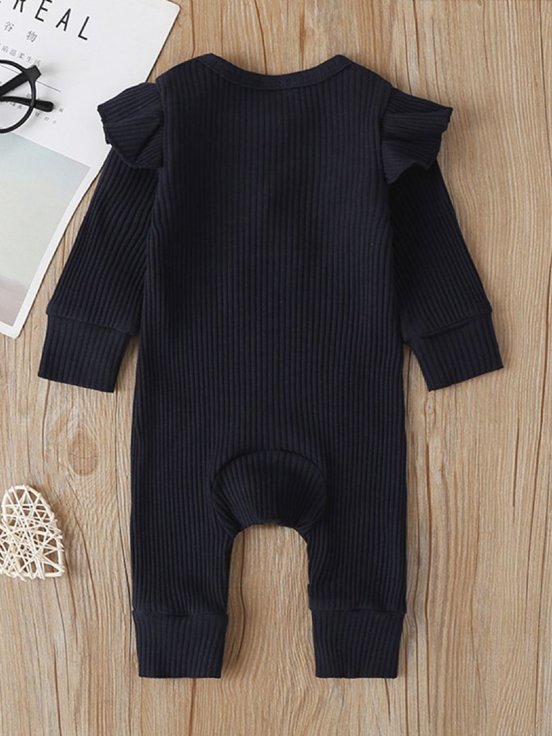 Baby Jenter Cotton Ruffle Jumpsuits Med Lange Ermer