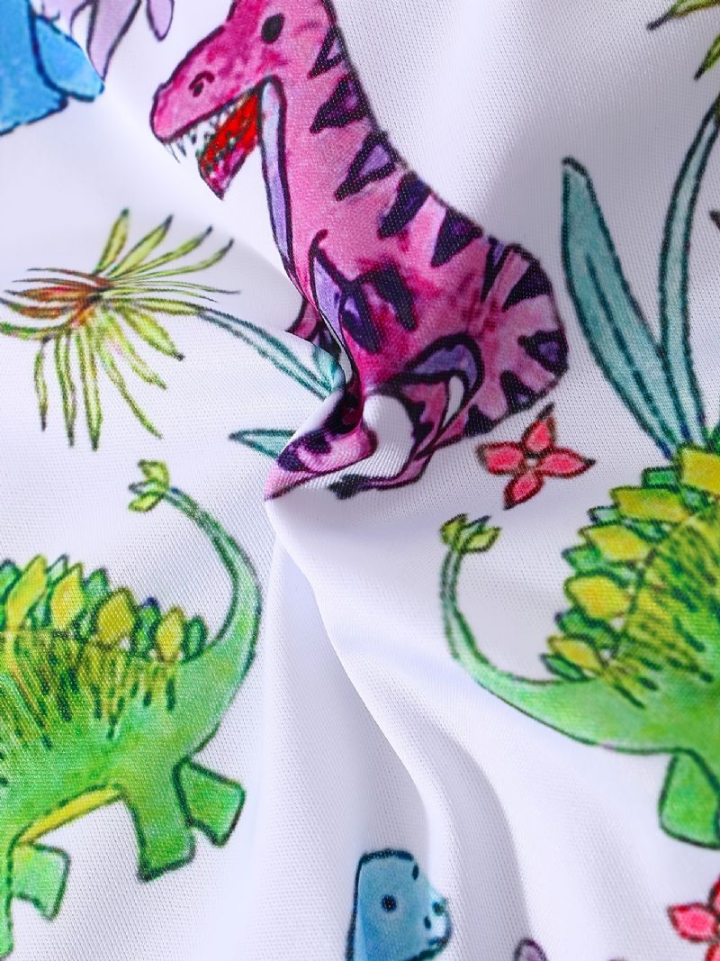 Baby Jenter Ermeløse Romper Jumpsuit Med Tegneserie Dinosaur Prin