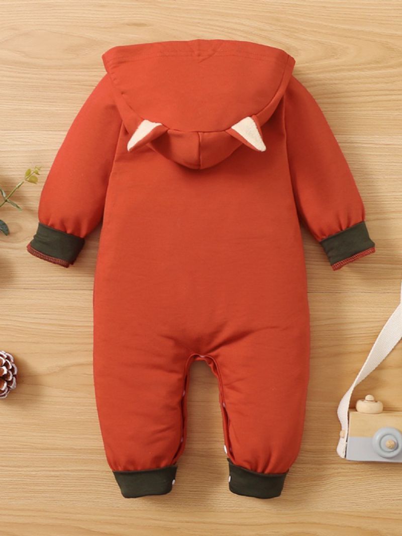 Baby Jenter Fox Shape Kontrast Hem Colorblock Langermet Jumpsuit