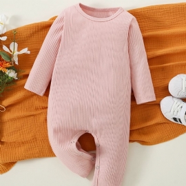 Baby Jenter Gutter Ribbet Langermet Jumpsuit Romper Nyfødt Spedbarn Babyklær