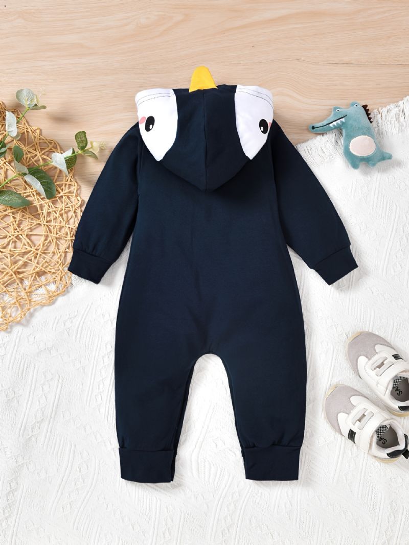 Baby Jenter Hette Jumpsuits Med Tegneserie Pingvin Design