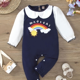 Baby Jenter Jumpsuit Unisex Lange Ermede Bukser Med Regnbuetrykk Babyklær