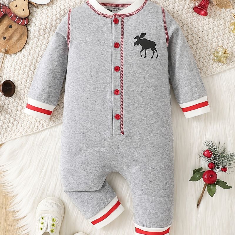 Baby Jenter Jumpsuit Unisex-rompers Med Eik-trykk Til Jul