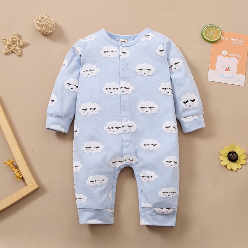 Baby-jenter Jumpsuits Med Tegneserie Skytrykk