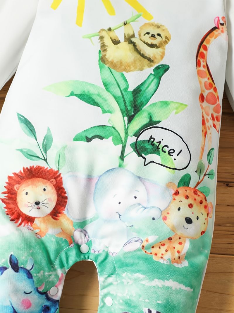 Baby-jenter Lange Ermede Jumpsuits Rompers Med Dyretrykk