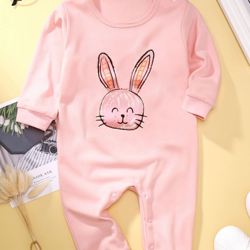 Baby Jenter Langermet Kanin Print Jumpsuit Klær