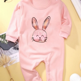 Baby Jenter Langermet Kanin Print Jumpsuit Klær