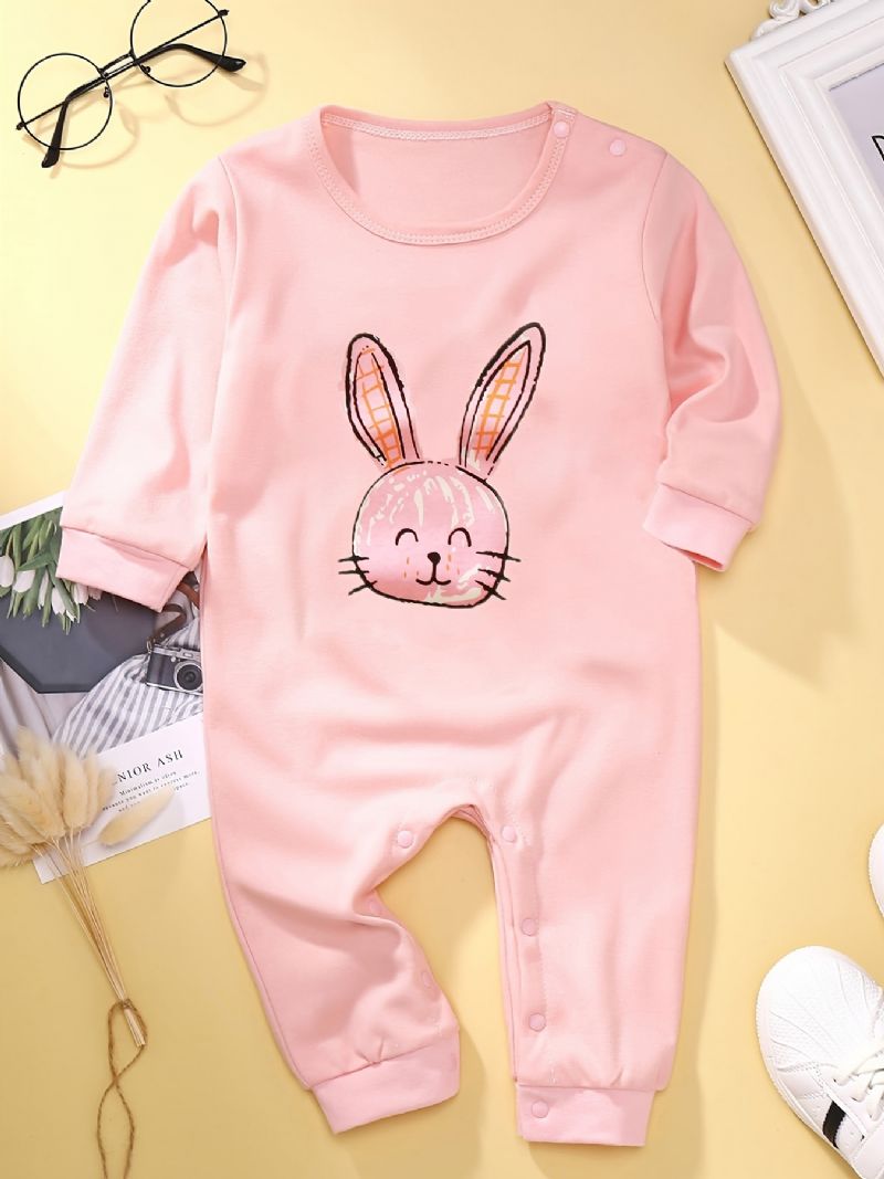 Baby Jenter Langermet Kanin Print Jumpsuit Klær