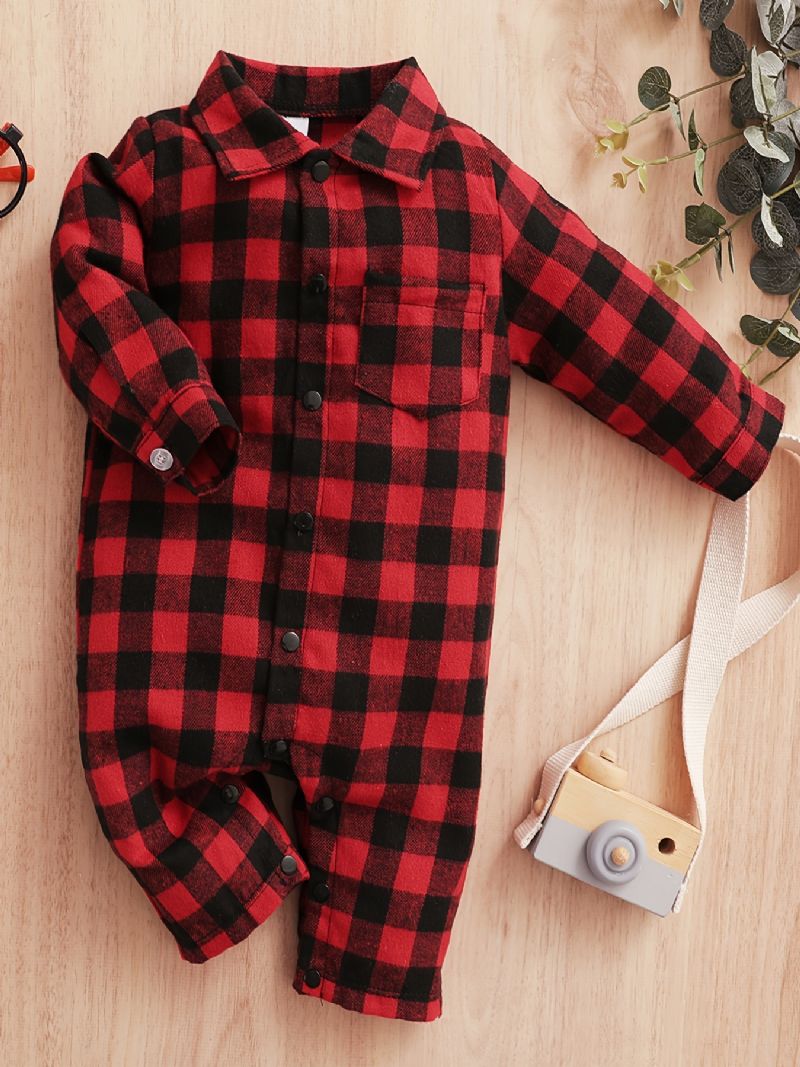 Baby Jenter Langermet Rutete Jumpsuit