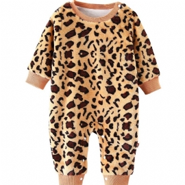 Baby Jenter Leopardmønster Jumpsuit Bomull Langermet Onsie For Vinter Babyklær