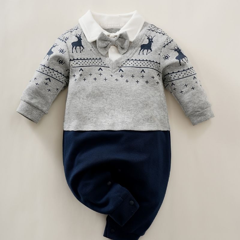 Baby Jenter Polo Neck Gentleman Jumpsuit Babyklær Til Jul