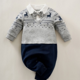 Baby Jenter Polo Neck Gentleman Jumpsuit Babyklær Til Jul