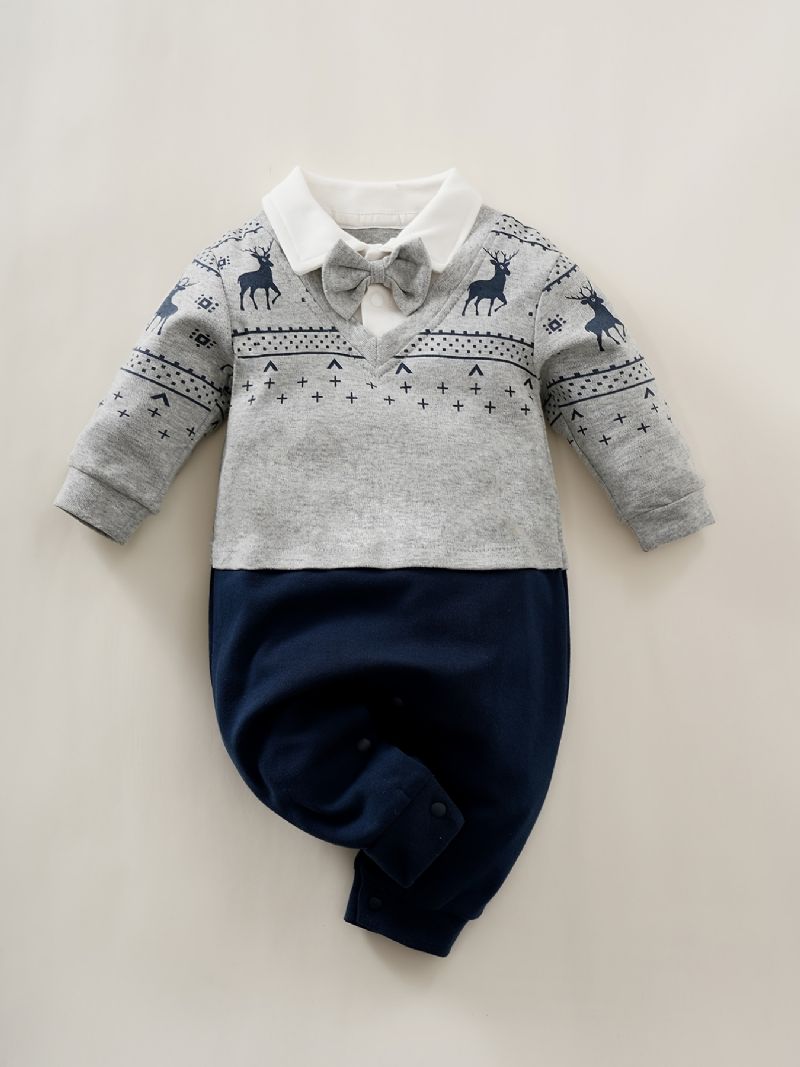 Baby Jenter Polo Neck Gentleman Jumpsuit Babyklær Til Jul