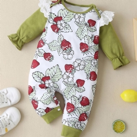 Baby Jenter Ruffle Langermet Floral Print Jumpsuit Babyklær