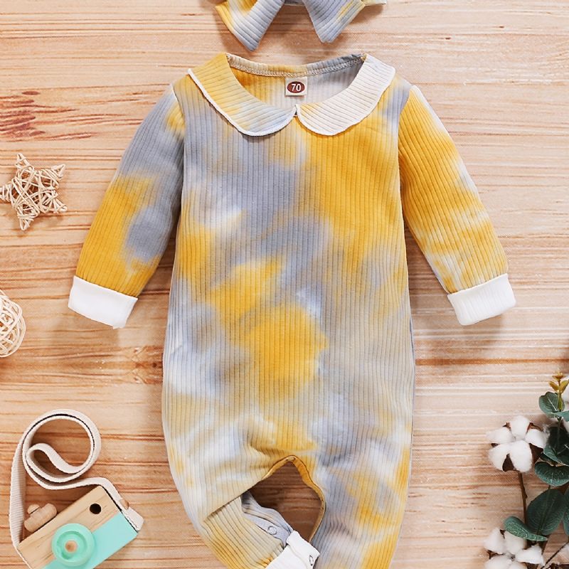 Baby Jenter Ruffle Neck Tie Dye Jumpsuit Rompers