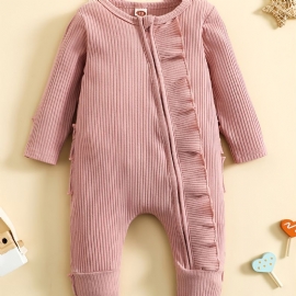 Baby Jenter Ruffle Trim Langermet Jumpsuit Romper