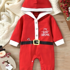 Baby Jenter Søt Julenisse Hette Langermet Creative Jumpsuit For Winter Christmas Party