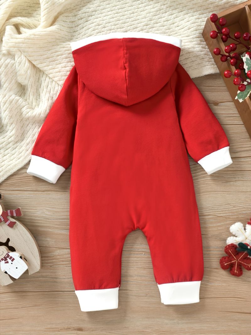 Baby Jenter Søt Julenisse Hette Langermet Creative Jumpsuit For Winter Christmas Party