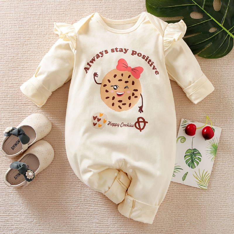 Baby Jumpsuit Cartoon Cookie Cotton Crew Neck Langermet