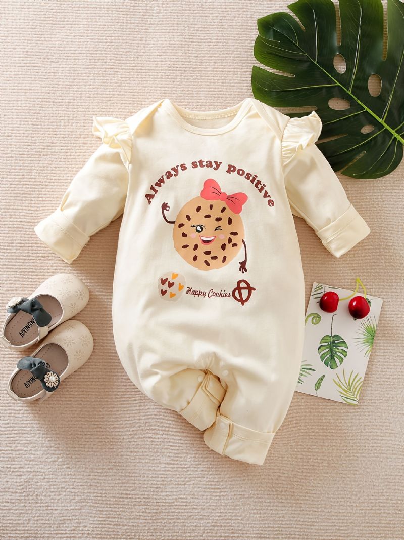 Baby Jumpsuit Cartoon Cookie Cotton Crew Neck Langermet