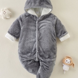 Baby Plysj Langermet Fuskepels Jumpsuit Med Bjørneører Design For Høst Og Vinter Ny