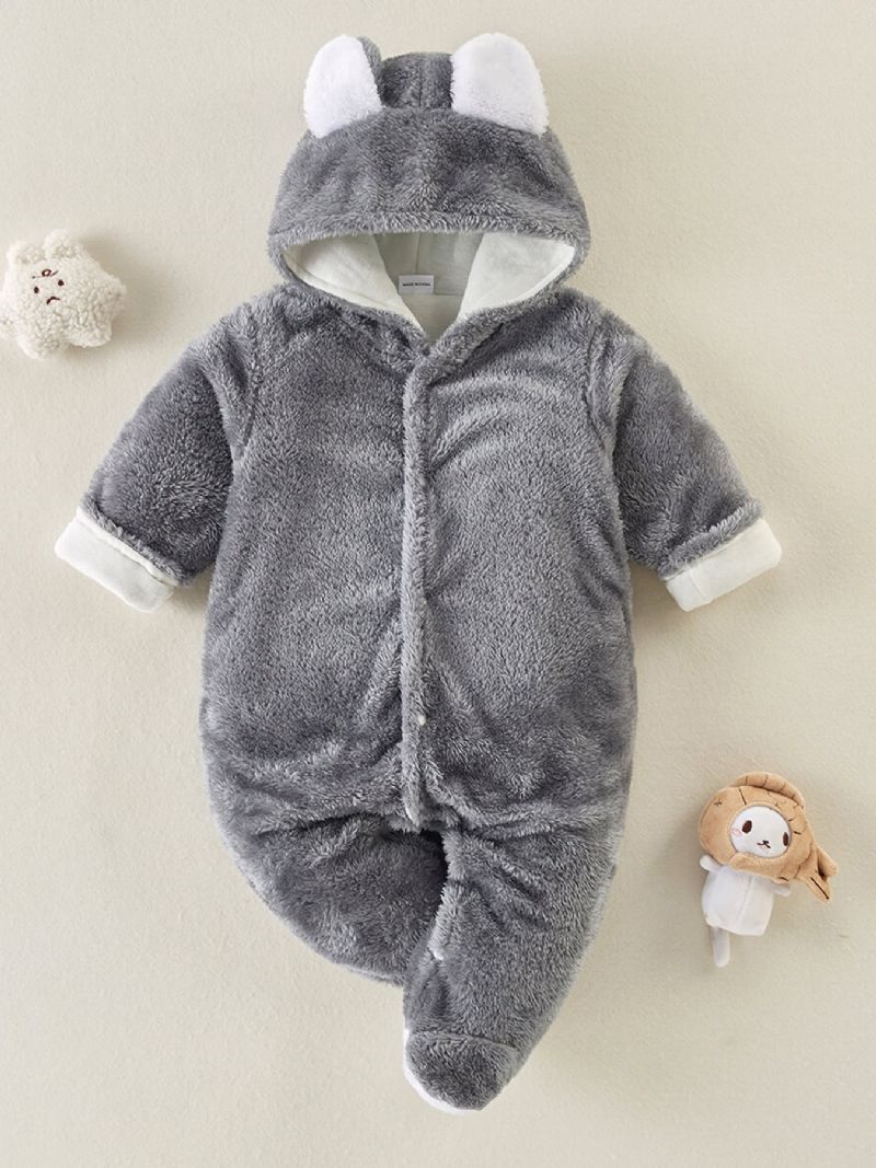 Baby Plysj Langermet Fuskepels Jumpsuit Med Bjørneører Design For Høst Og Vinter Ny