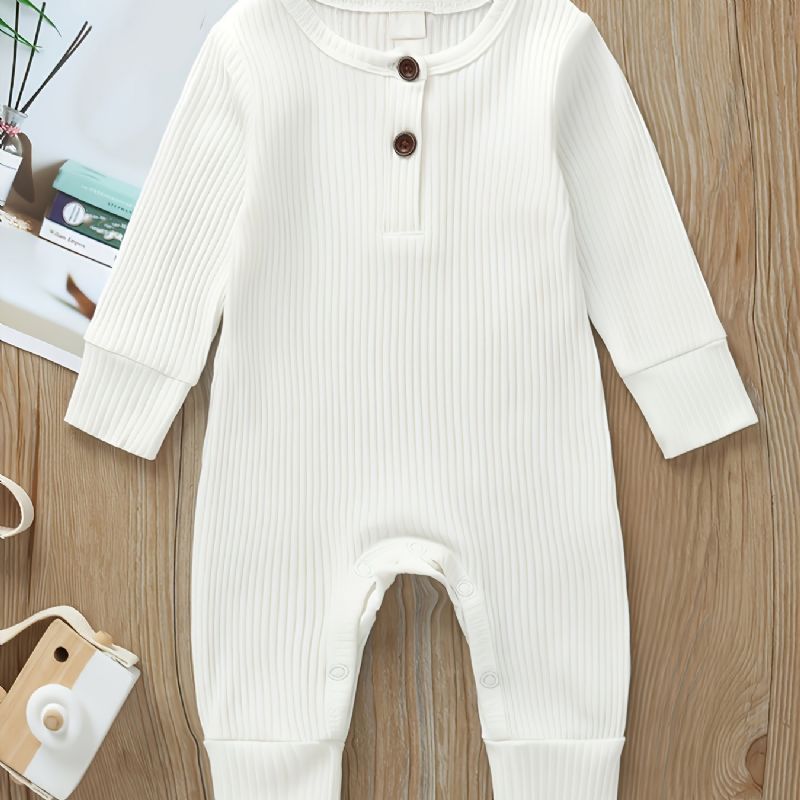 Baby Søt Ensfarge Langermet Jumpsuit