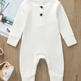 Baby Søt Ensfarge Langermet Jumpsuit