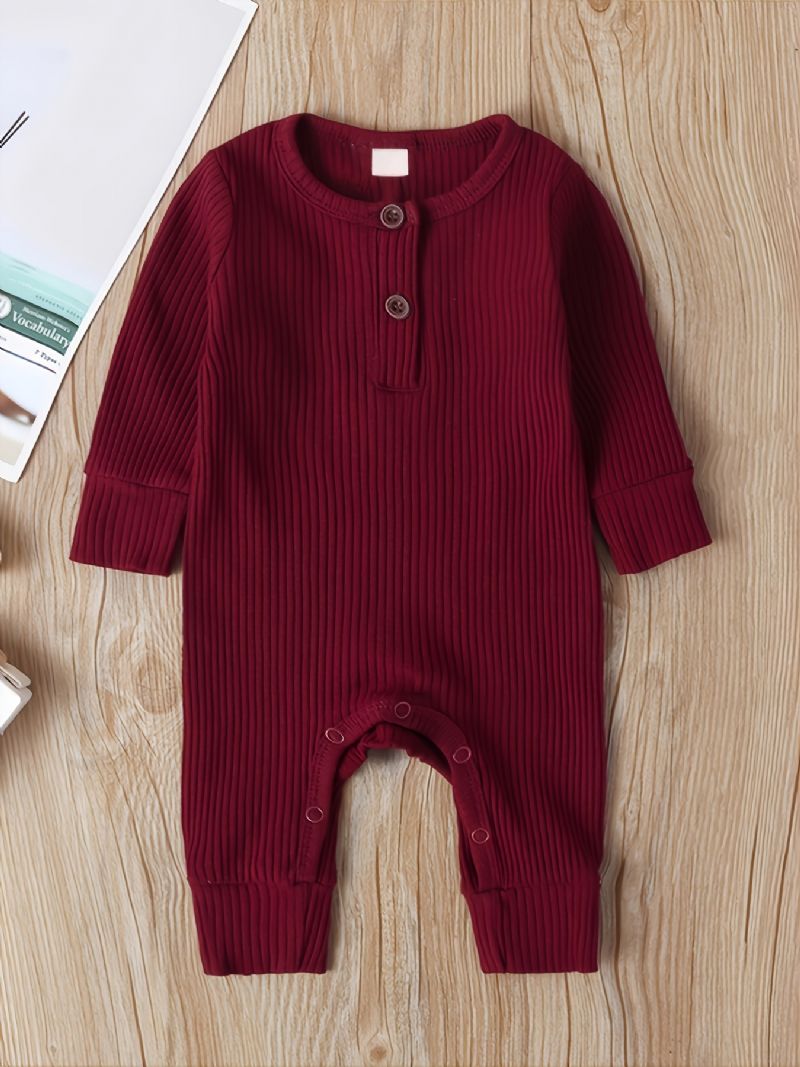 Baby Søt Ensfarge Langermet Jumpsuit