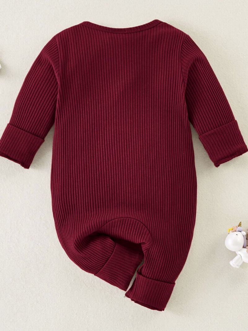 Baby Søt Ensfarge Langermet Jumpsuit