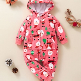 Christmas Baby Langermet Hette Jumpsuit Romper