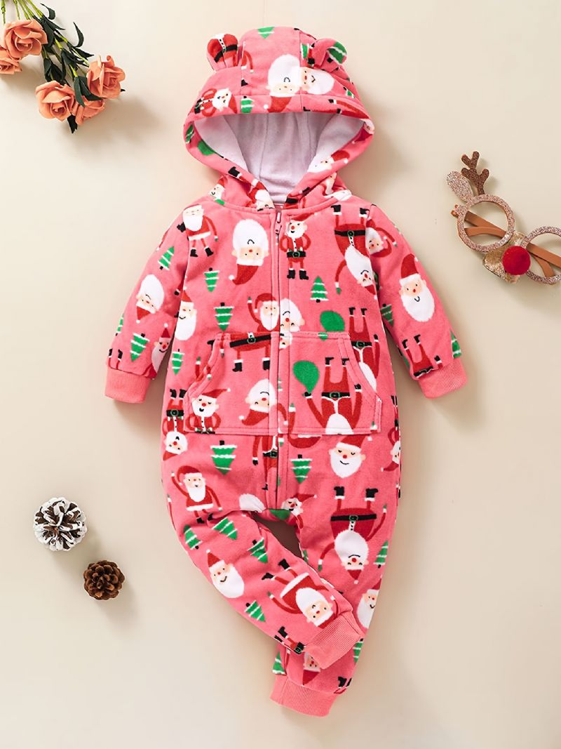 Christmas Baby Langermet Hette Jumpsuit Romper