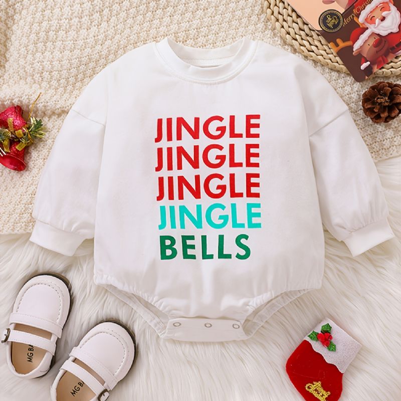 Christmas Lovely Baby Jenter Gutter Romper Fargerike Letter Printed Langermet Sweatshirt Jumpsuits