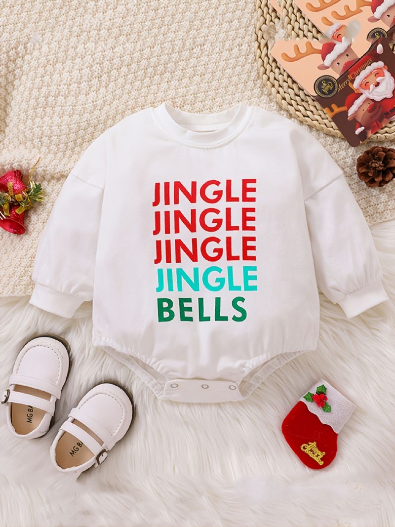 Christmas Lovely Baby Jenter Gutter Romper Fargerike Letter Printed Langermet Sweatshirt Jumpsuits