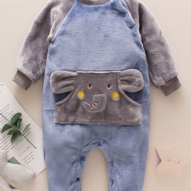 Elefantlommer For Spedbarn Langermet Rundhals Fleece Varm Jumpsuit Baby Jenter Gutter Barneklær