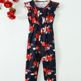 Elegante Jumpsuits Med Ermeløs Blomstertrykk For Jenter