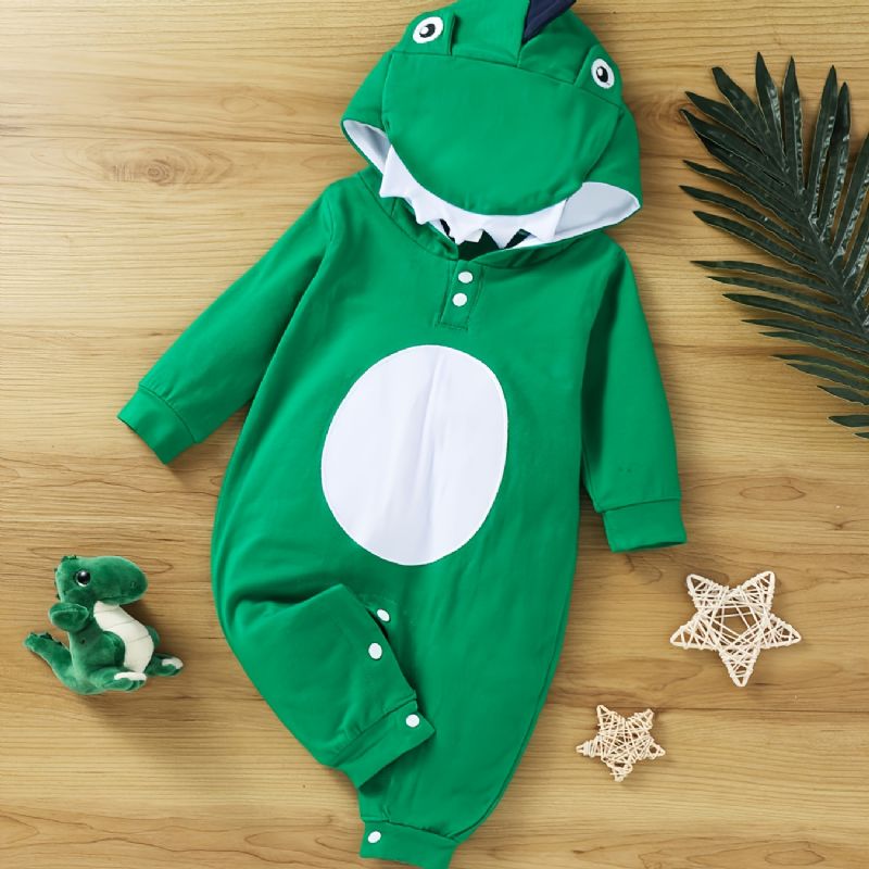 Gutter Langermet Dinosaur Cosplay Jumpsuit Barnefest Iført Baby Gutt Jenter Bursdagsgave