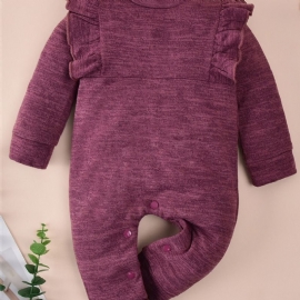 Høst Vinter Baby Casual Burgundy Cotton Jumpsuit