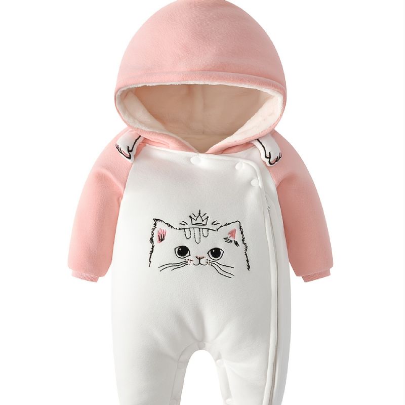 Høst Vinter Ny Jentebaby Fleece Tegneserie Jumpsuit