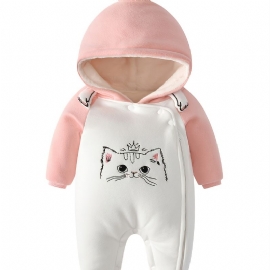 Høst Vinter Ny Jentebaby Fleece Tegneserie Jumpsuit