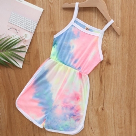 Jenter Casual Tie Dye Print Suspender Jumpsuit