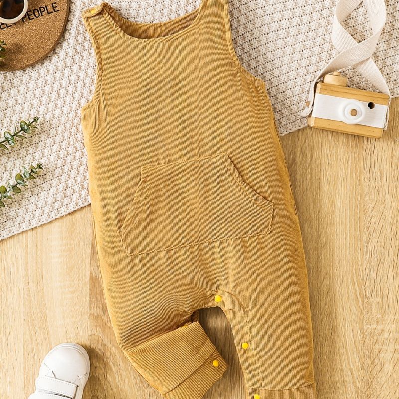 Jenter Corduroy Jumpsuit Romper Ensfarget Babyklær