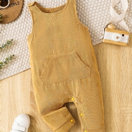 Jenter Corduroy Jumpsuit Romper Ensfarget Babyklær