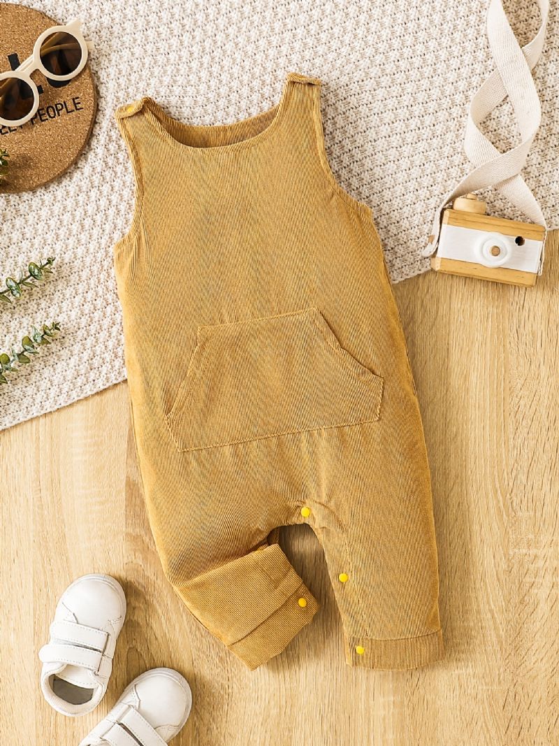 Jenter Corduroy Jumpsuit Romper Ensfarget Babyklær