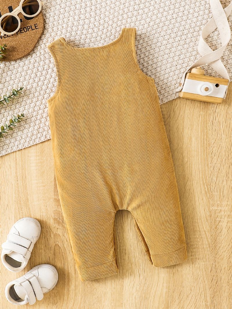 Jenter Corduroy Jumpsuit Romper Ensfarget Babyklær