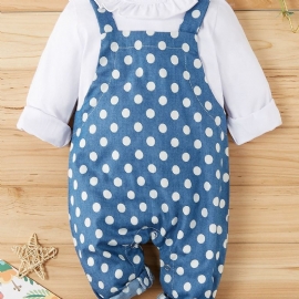 Jenter Polka Dot Denim Baby Jumpsuit