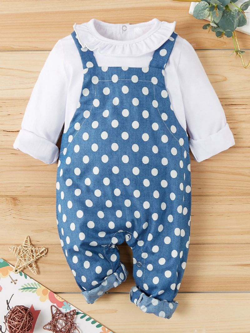 Jenter Polka Dot Denim Baby Jumpsuit