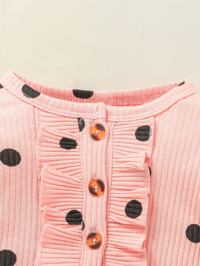 Jenter Polka Dot Ruffle Skulder Langermet Romper Jumpsuit Babyklær